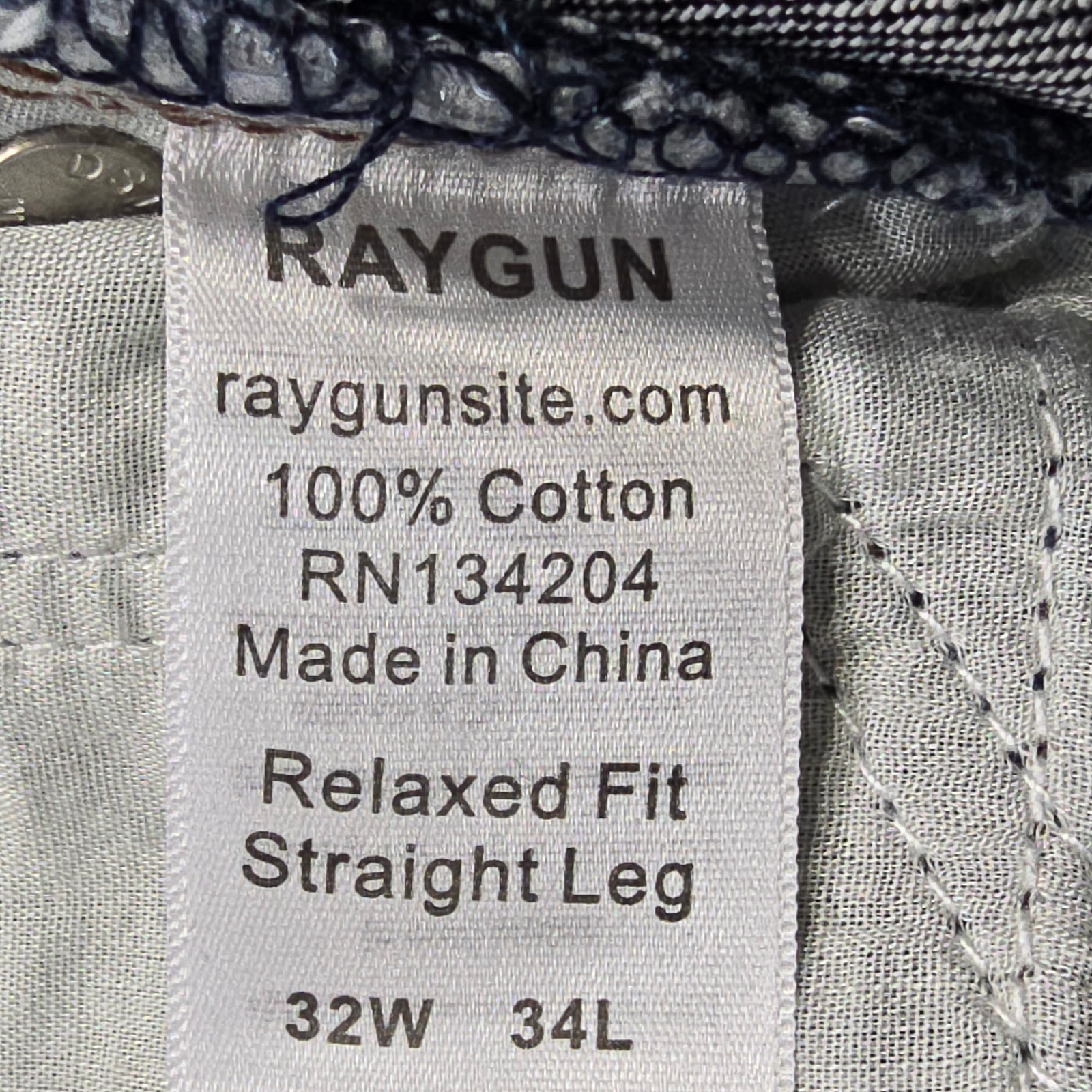 Raygun Blue Jeans New Men's 32w 34l Relaxed Fit Straight Leg Denim Classic Zip — image 6 of 7